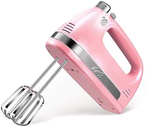 WHOJA Compact Hand Mixer Electric 5 Speed Egg Beater Multifunctional Food Processor Ultra Power Electric Kitchen Mixer 350W Cream Milk Frother (Color : Pink)