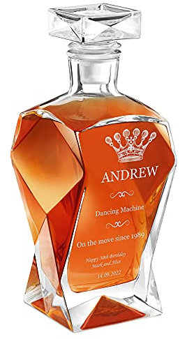 Maverton Classic Curve Whiskey Decanter - You can Personalise Tumblers as Gift - 700 ml Universal Carafe - Party Lion