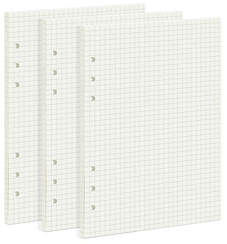135 Blätter A5 Papier Kariert, OVISEEN 6 Löcher A5Nachfüllpapier Nachfüllbare Refill Paper Nachfülleinlagen für Notizbuch, Tagbuch, Skizze, Malerei(3 Packungen)