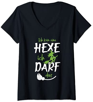 Damen Ich bin eine Hexe, ich darf das I Halloween Kostüm Witch T-Shirt mit V-Ausschnitt