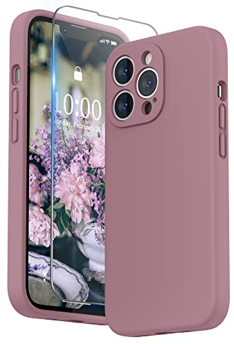 SURPHY Custodia in silicone liquido per iPhone 13 Pro da 6,1 pollici, con protezione schermo, protezione individuale per ogni lente spessa in silicone premium per iPhone 13 Pro, lilla viola