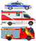Pixblick Fenstersticker - Krankenwagen, Polizei und Feuerwehr für Ihr Kinderzimmer I Made in Germany I Wiederverwendbar