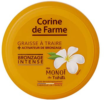Corine de Farme - Graisse à Traire, Huile Bronzante + Activateur de Bronzage - Teint Hâlé Sans Autobronzant - Monoï de Tahiti, Parfum des Îles - Pot 150 ml