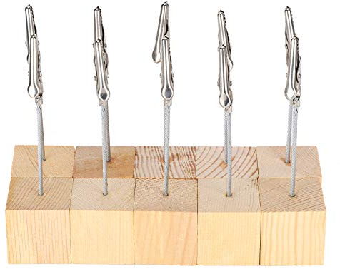 Porte Photos Avec Base, 10PCS Mémo Clip Métal Message Pince Crocodile Photo Présentoirs Cartes Cube En Bois Support Pour Bureau Mariage Fête Numérotées Maison Décoration Numéro Table Menu Bureaux