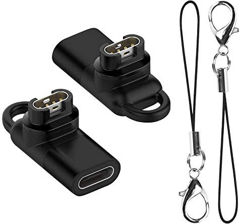 NEWZEROL 2 Stück USB C Adapter Kompatibel für Garmin Uhr Typ C Ladekabel Adapter für Garmin Forerunner570/970/165/955/965,Fenix 8/8 Solar/7/6,vivoactive 6/5/4s,Venu 3S/2S,Epix2-Schwarz