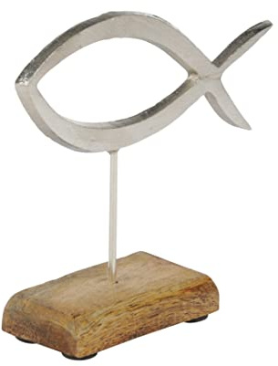 Nordstern Deko-Fisch aus Alu-Mangoholz - 14 x 4,5 x 13 cm