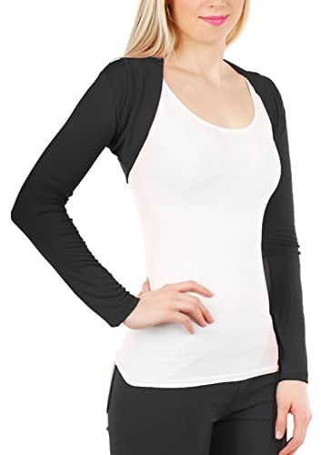 Toocool Top Boléro Femmes Top Manches Longues Veste Élastique Nouveau CC-816, Noir , Taille Unique