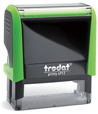 Trodat – Printy 4912 -grün- mit Wunschtext personalisieren, hier gleich online gestalten – selbstfärbender Stempel als Namensstempel, Adressstempel, Firmenstempel, 5 Zeilen, 46X17 mm