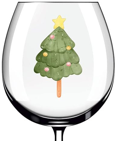 12x Christmas Tree Wine Glass Bottle Bauble Gift Vinyl Sticker Decals h434