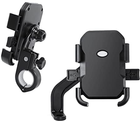 DIGITAL SQUARE Soporte Movil Moto Bicicleta Motocicleta, 2 en 1, Soporte Manillar Desmontable y Retrovisor, Rotación 360°, Antivibración, Apto para Télefonos o Dispositivos Electrónicos de 4 a 6.5.