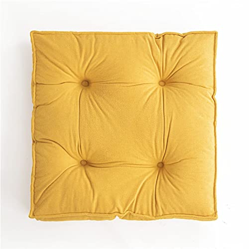 Yadlan Sitzkissen Outdoor Bunt, Stuhlkissen 50x50 Esszimmer, Sitzpolster Stuhl Outdoor, Dick Rutschfestesstuhlkissen mit BäNdern, Bunt Doppelseiten Gartenkissen Gelb