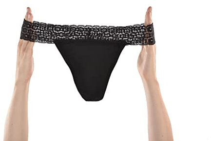 oh moon Perioden-Unterwäsche String ELSA schwarz | Auslaufsicherer Schutz | Periodenunterwäsche für Frauen & Mädchen (as3, Alpha, m, Regular, Regular)