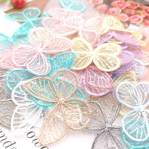 20 Stück Spitze Organza Stickerei Schmetterlinge Applique Patches Sticker Aufnäher Applikation Flicken zum Aufnähen Gestickte Basteln und Dekorieren Auf Kleidung Gardine Tischtuch Taschen Schal