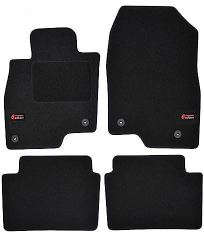 J&J AUTOMOTIVE | Velours Fußmatten mit Logo Autotepiche Passend Für 6 ab 2012 4 TLG, rutschfeste Untregrund, Verstärkt Im Pedalbereich