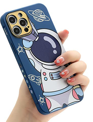 Yonds Queen for iPhone 15 Pro Cute Case, Cool Cartoon Astronaut Space Design Stylish Bumper Women Girls Protective Anti-Slip Shockproof Fashion Creative Case (Blue Telescope, iPhone 15 Pro)