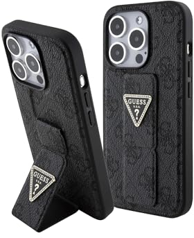 Guess - Custodia protettiva per iPhone 15 Pro Max (licenza ufficiale) di CG Mobile, custodia con supporto antiscivolo con strass triangolari in PU 4G, custodia protettiva progettata per iPhone 15 Pro