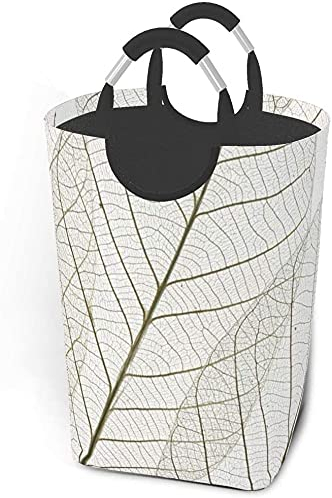 Wäschekorb, durchscheinend, weiße Blätter, getrocknete Gummibaum-Skelettblätter, Wäschekorb, Spielzeug-Organizer, wasserdichter Kinderzimmerkorb, 50 l