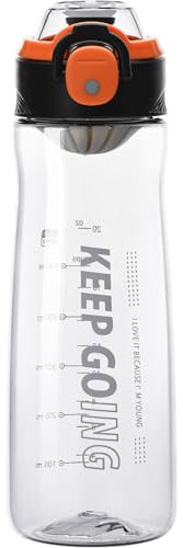 Doseno 27oz Clear Drinks Bottle Water Bottle, Black and Orange