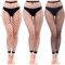 DGUSO 3 Pièces Mesh Pantalon Serré Collants Bas Résille à Taille Haute Rhinestone Collants Taille Bas Résille Femme, Convient pour Les Fêtes, Cosplay et Autres Soirées Dansantes, Noir