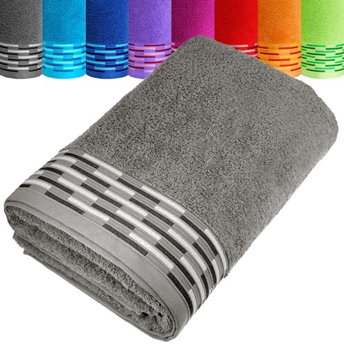 Lashuma Saunahandtuch 100x200 cm Grau, Lugano großes Badehandtuch XXL für Herren und Damen