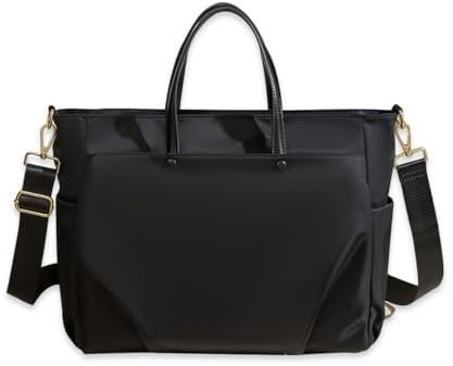 SONARIN Sac Ordinateur Portable Femme,Sac Cabas Femmes 16 Pouces Imperméable Grande Mallette Sac de Travail Cours Sac à Main Bandoulière Fourre-Tout pour Affaire College Voyage(Noir)