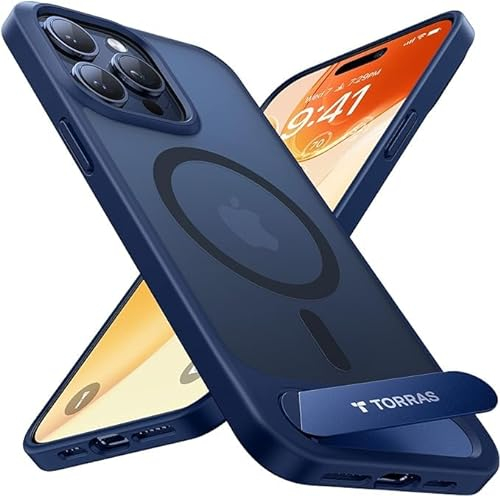 TORRAS für iPhone 13 Pro Hülle für Zertifizierte Magnetkraft Militärschutz Upgrade mit Titan-Ständer Dünn Handyhülle iPhone 13 Pro Case Stoßfest Kratzfest Hardcase Handy Hülle Matt Blau