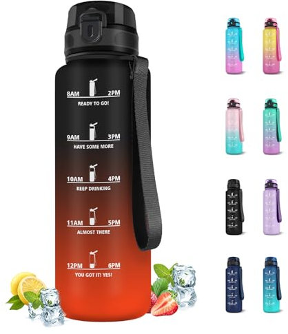 Botella Agua, Botella 1.5 Litros con Filtro, Botella Agua Gimnasio, Marca de Tiempo, Botella Agua Motivacional, Botella Plastico, a Prueba de Fugas, Botella de Agua para Gimnasio, Bicicleta, Yoga