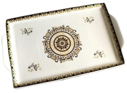 LUTFI Ensaladera Plato rectangular de porcelana, bandeja de frutas, plato de exhibición for servidor de comida for fiestas, bandeja de presentación de frutas y postres Hogar y Cocina