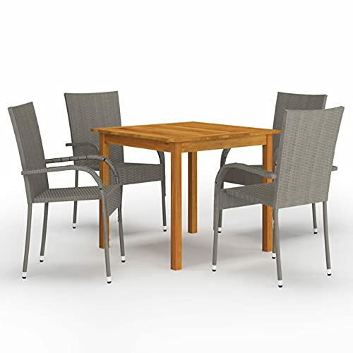 Sufrk 5-TLG. Garten-Essgruppe Grau Garten Barset Barhocker Outdoor Wetterfest Garden Bar Set - 3067694