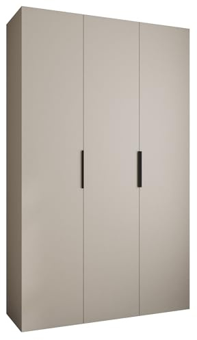 MEBLE KRYSPOL Como 4 Schrank mit 3 Türen - Kleiderschrank - Garderobe - Aufbewahrungsschrank für Schlafzimmer, Jugendzimmer, Kinderzimmer - 245,5x150x50cm - Kaschmir, Schwarz