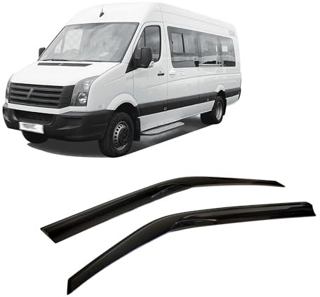 CarJoy Windabweiser Luftabweiser Regenabweiser Seitenfensterabweiser Kompatibel mit VW Crafter 2008-2017 Autofenster Regenschutz Regenabweiser Anklebbare Deflektoren Externe Passform 2 Stück