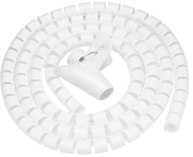 Cable Tidy Tube, Spiral Wrap Cable Tube Flexible PE Wrap with Cable Clip for TV PC Wire Manage and Organize (10mm x 10m, White)