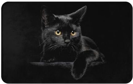 LZNJZ Weiche, saugfähige Badematte, 80 x 49 cm, Motiv: schwarze Katze