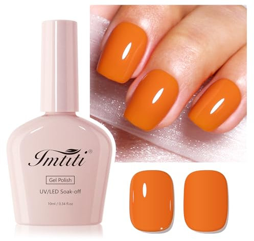 Imtiti Smalto Gel Arancione Autunnale, UV LED, Lunga Durata, Nail Art Manicure Fai Da Te a Casa per l'Autunno e l'Inverno (10 ML)