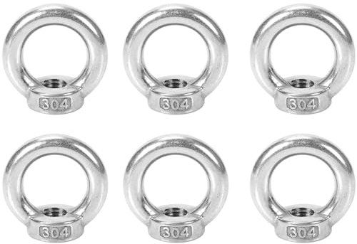 6 Stück Ringmutter M6, 304 Edelstahl Augenschraube, Ringschraube M6, Ring-Augenbolzen für Befestigen Sie hängende Ornamente, Blumentöpfe, Schaukelständer usw