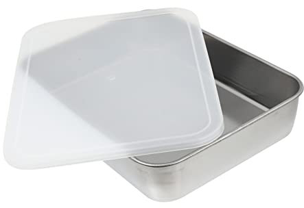 COLLBATH Edelstahl Backform mit Deckel Satz Hitzebeständig und Stapelbar zur Aufbewahrung und Frischhaltung von Gedämpften Reisrollen und Obst Silber