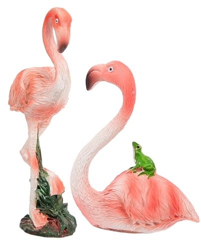 Supvox Flamingo- -Set – 2 Flamingos Aus Kunstharz Für Den Garten Flamingo-Figuren Für Den Garten Gartendekoration Für Die Landschaftsgestaltung