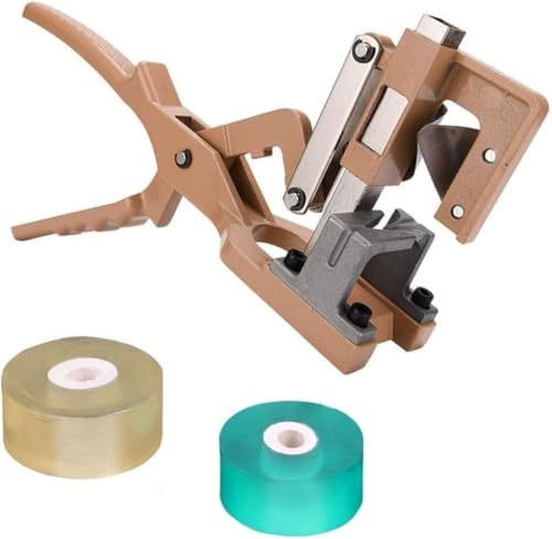 Obstbäume Pfropfschere, 2-in-1 Professionelle Garten Obstbaum Veredelungsschere Ratschenschere Set, für Dicke Zweige, Vollmetallschnitt mit 2 Pfropfbändern, für Pflanzenveredelung