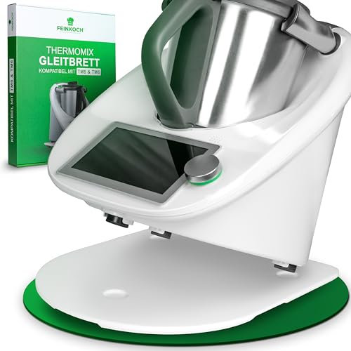 Premium Gleiter für Thermomix TM5 und TM6, Küchenmaschinen-Unterlage zum einfachen Bewegen, Gleitbrett, Slider, Brett für Thermomix (aus Acrylstein, weiß)