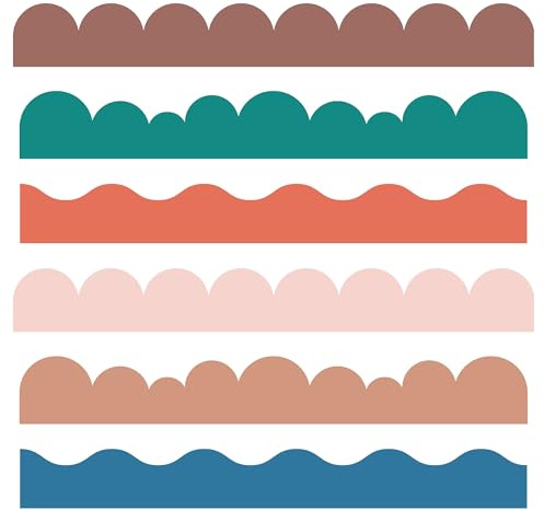 6 Stück gewellte Bordürenschablonen zum Malen von großen Mustern an Wand, Tür, Fenster, wiederverwendbare mehrwellige Randschablone für skandinavische DIY-Wandmalerei-Dekor-Projekte.
