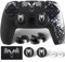 PlayRealm Silikon-Aufkleber für PS5-Controller, Venom, Weiß, 1 Stück & Verlängerungsgriffe