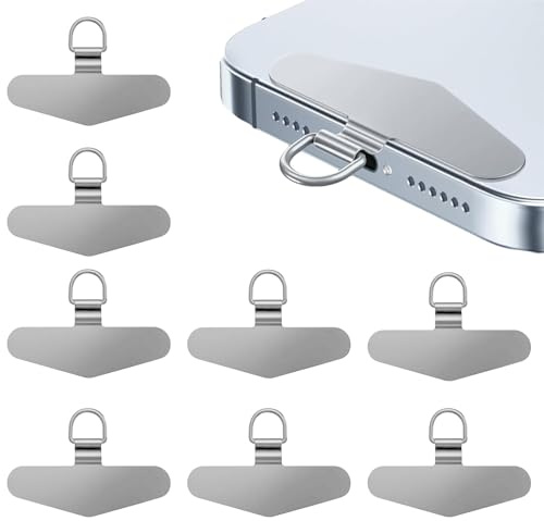 Pluvyze 8 Stück Handykette Pads Edelstahl Handykette Halterung Universalpads, Edelstahl Multifunktionales Handy Pads mit Metallring Für Meisten Smartphones Handy Patch