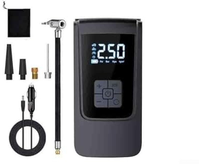 Compresor de aire digital para neumáticos con luz LED incorporada, funcionalidad de apagado automático, fuente de alimentación DC12V