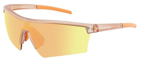 FUOFEN Polycarbonate Polarized Lens Shield Sports Sunglasses for Men Women For Golf, Pickleball, Running,Tennis,cycling, Orange Mirrored, L