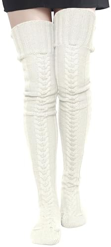 Ferizzia Overknee Strümpfe Damen, 97cm Warm Knitting Winter Strick Strümpfe