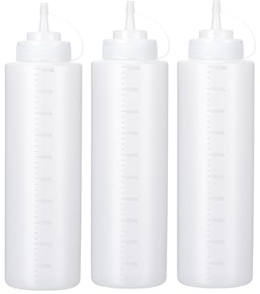PISTISJACK 3 Stück Plastik Condiment Flaschen,Squeeze Flasche mit Kappe,1000ML Plastik Condiment Squeeze Bottle für Ketchup, Heiße Soßen, Grill, Salatsaucen, Malen, Olivenöl