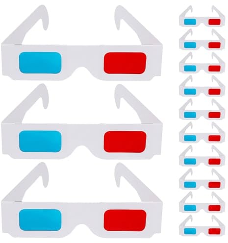 Gatuida 150Pcs Red Cyan 3D Glasses with White Cardboard Frame for Adults, Disposable Anaglyph Glasses for Movies, Comic Books, Stem Science Projects, and Party Favors