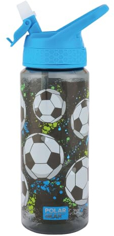 Polar Gear Aqua Sip Kids Water Bottle, 680ml, PCTG, with Straw and Carry Handle (Football)