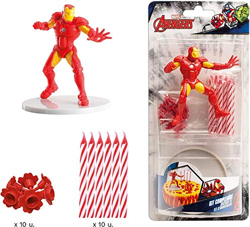 Dekora - Marvel Iron Man Tortenfiguren mit Geburtstagskerzen, 11 x 5 x 23 cm