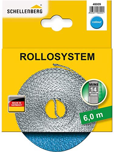 Schellenberg 46009 Cintino avvolgibili 14 mm x 6 m-Sistema Mini, Cinghia tapparella, Azzurro